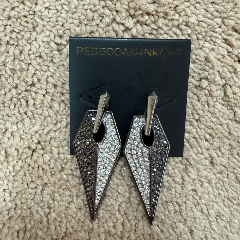 Rebecca Minkoff Silver and Black Geometric Earrings
